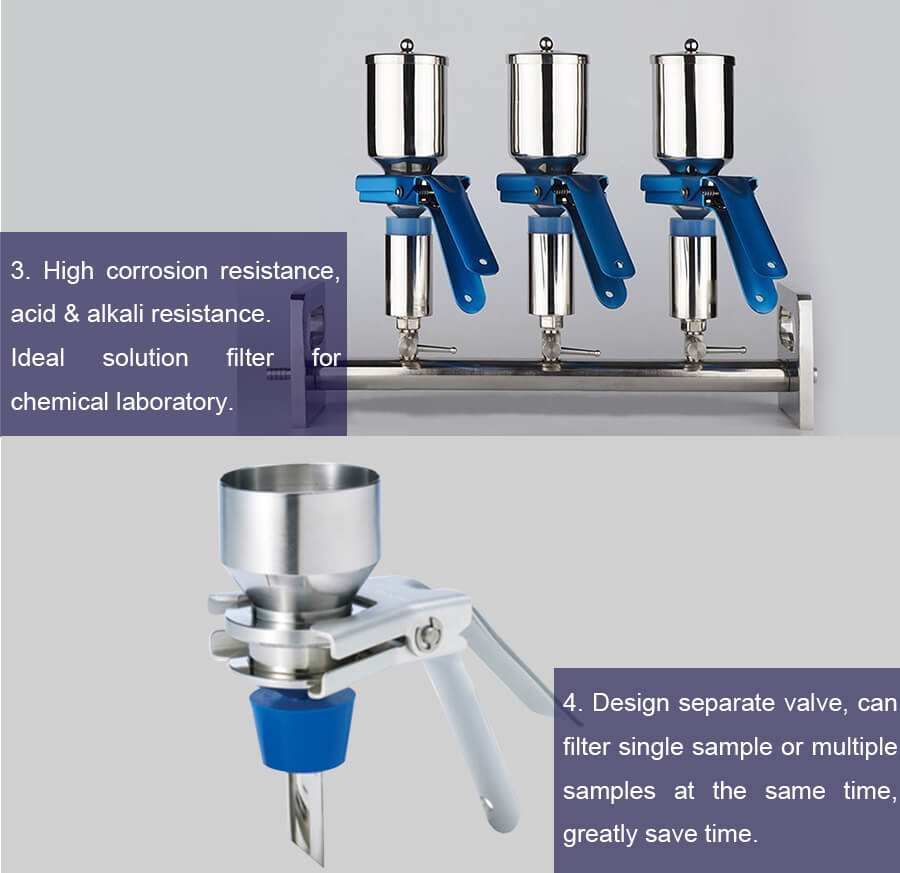 3-Branch Vacuum Filtration Manifolds, SS316L Grade Stainless Steel