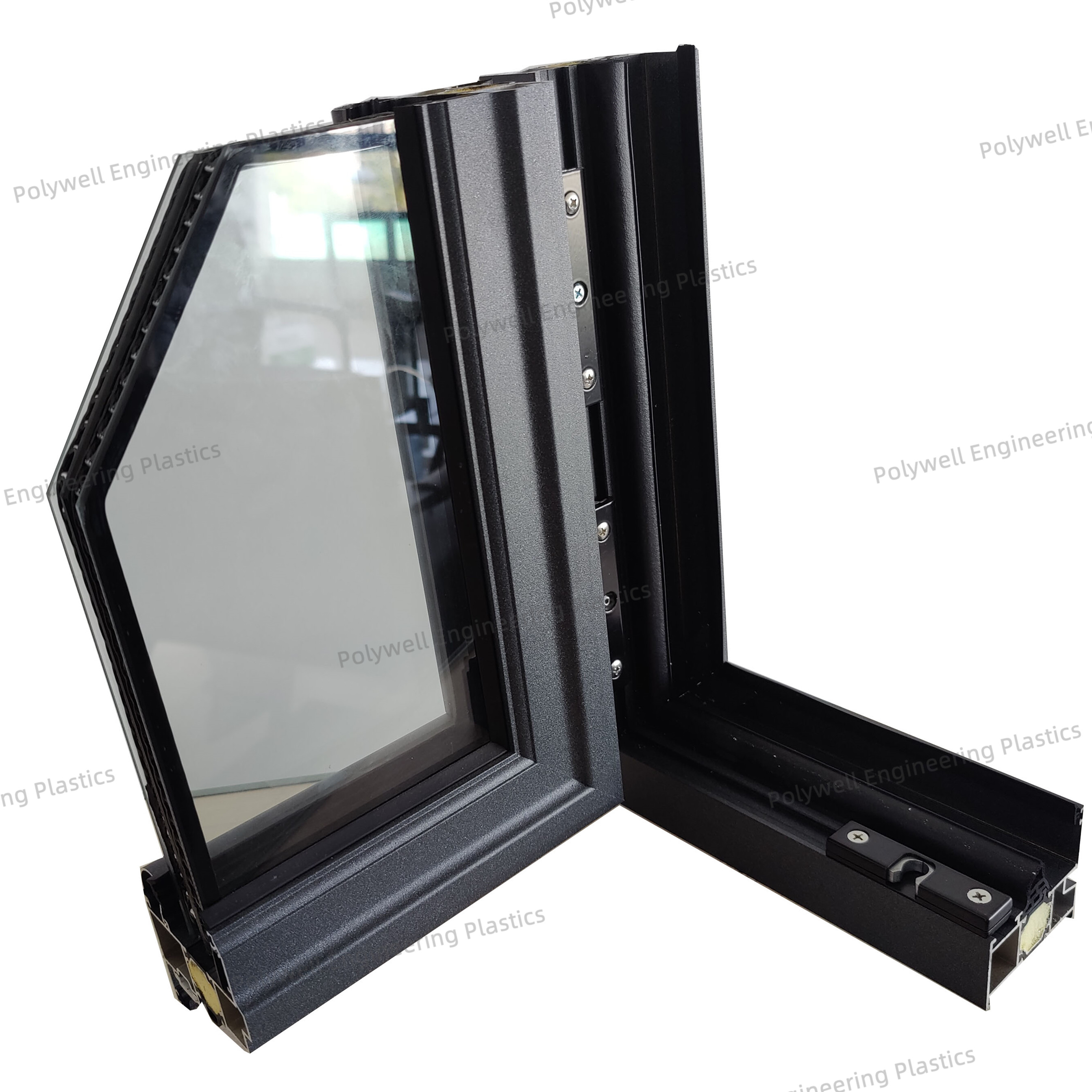 Thermal Break Aluminum Sound Insulation System Window Triple Pane Double Cavity 6050 T5 Profile