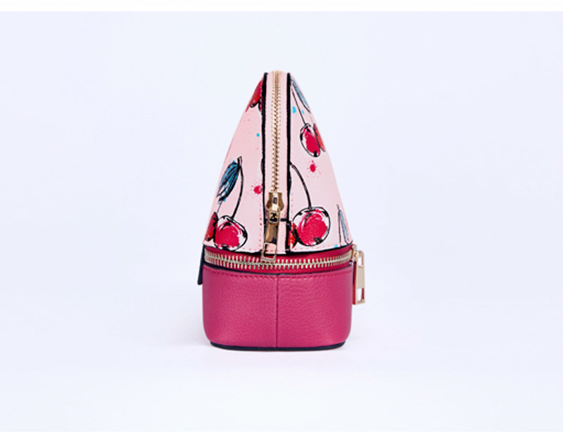 Women Waterproof PU Leather Portable Travel Printed Makeup Bag With Mirror