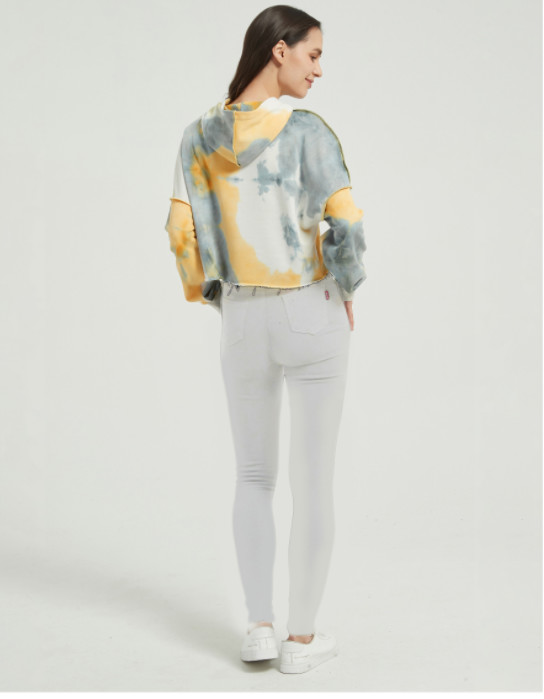 100 Polyester Women'S Gradient Oversized Tie Dye Sweatshirt Pullover Sweater Hoodies Tops