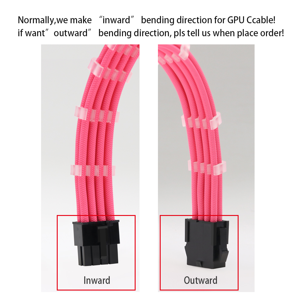 Sleeved Cables Kit 18AWG 30cm ATX 24-pin CPU4+4-pin PCI-E 6+2-pin PCI-E 6-pin for ATX Power Supply Cable(Pink)