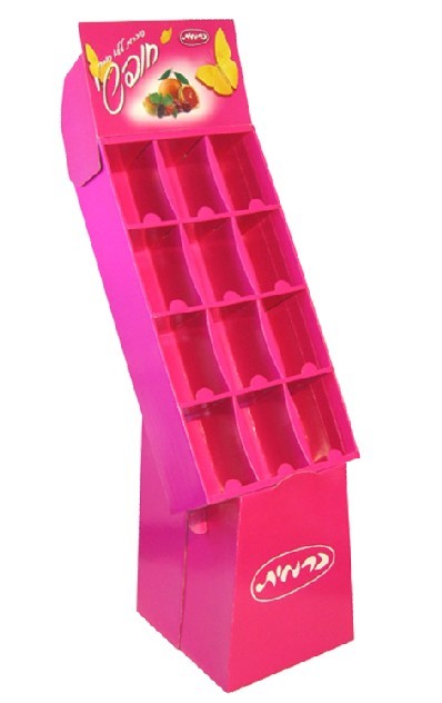 BWFD2019012 Chocolate Hot Pink Cardboard Floor Displays CMYK 4C Printing Solid Structure Flat Packing