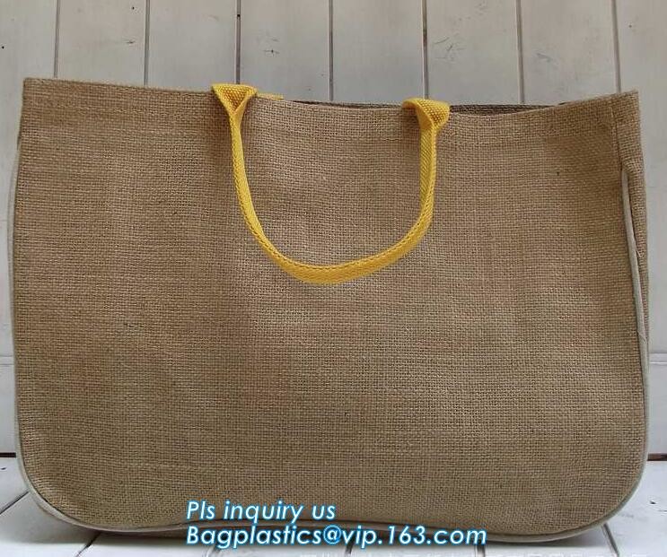 Multifunctional jute bag with low price,Natural Burlap Tote Bags Reusable Jute Bags with Full Gusset,shoulder strap plai