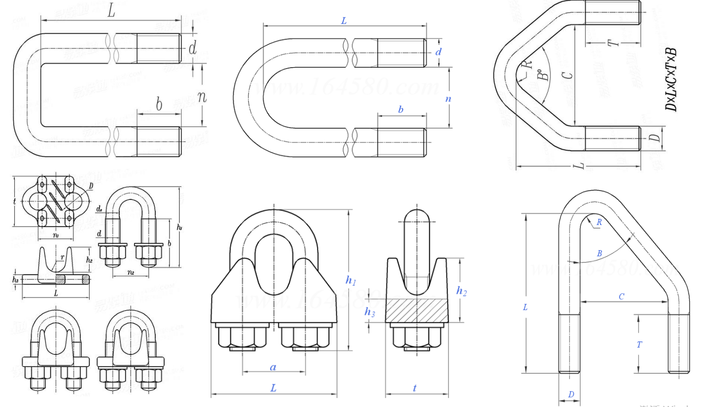 Stainless Steel Square U Bolts and Nuts M3-M72 3/16''- 4'' for Heavy-Duty Applications
