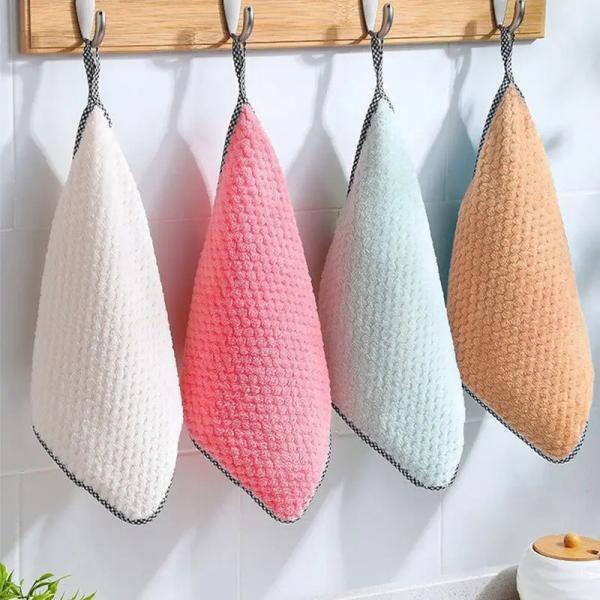 Quality KILINE Kitchen Absorbent Scouring Pad Daily Dish Towel Non-stick Oil Thickened Table Microfiber Cleaning Cloth for sale