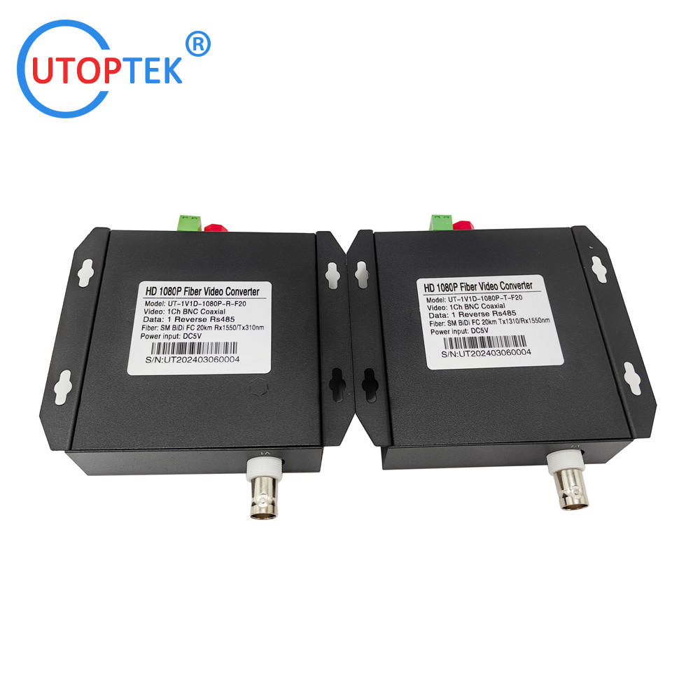 1ch Coaxial video+1Rs485 data to Fiber FC/SC/ST 20km HD-CVI/AHD/TVI 1080P Coaxial Fiber Video Converter