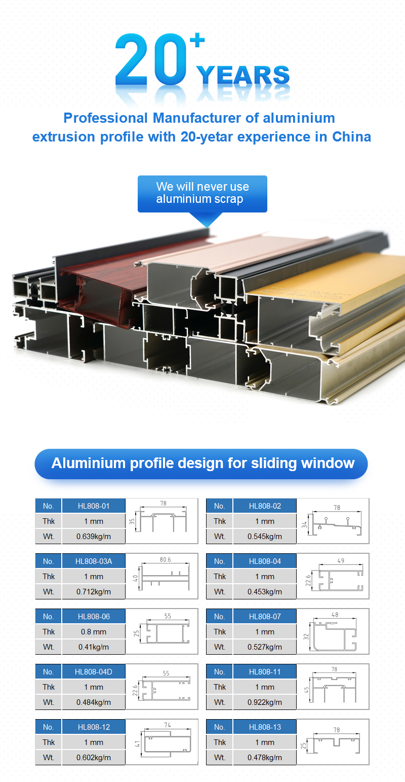 China factory aluminium frame extrusion aluminum profiles for window and door