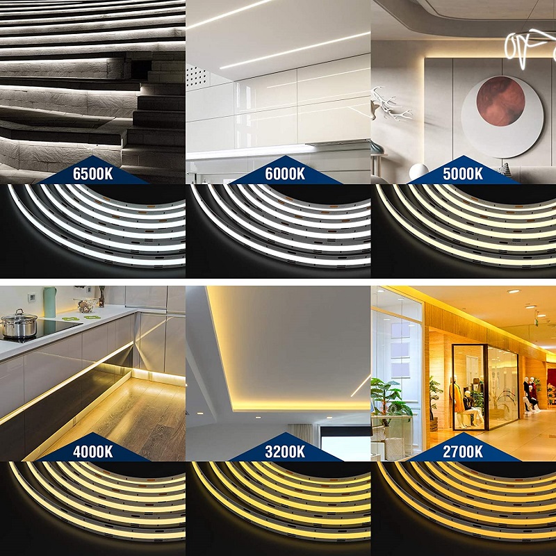 5mm Ultra Slim COB LED Strip 384LEDs/M 12V/24V High Density RA90 3000K Flexible Linear Dimmable Super Thin COB LED Tape