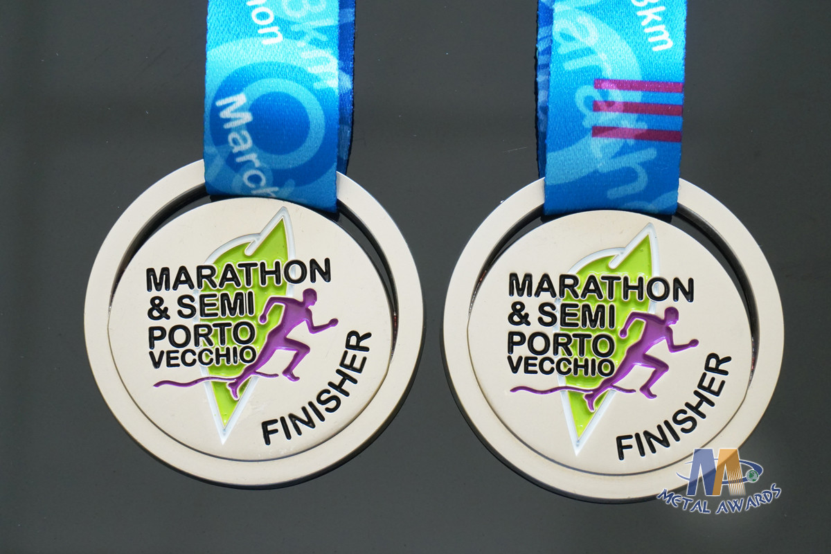 Kids Football And Marathon Finisher Metal Award Medals And Ribbons , Custom Baseball Medallion
