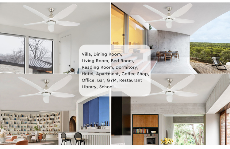60" 5-Blade ABS LED Ceiling Fan with Light REACH Certified Low Energy Consumption
