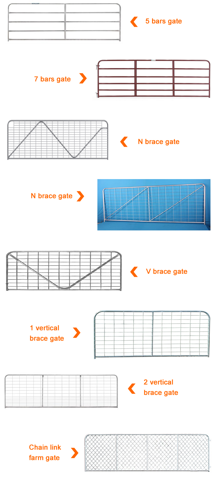 Livestock Cattle 1.6m Metal Farm Gate Galvanized Steel Pipe Design