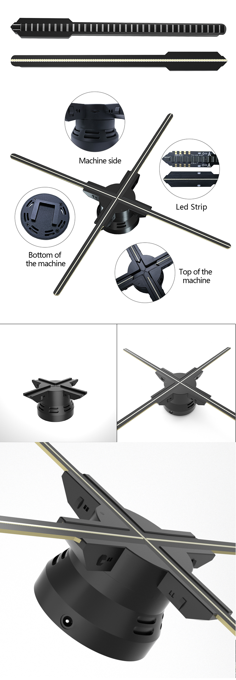 OEM 2024 60cm 4 Blades 3D Hologram Display Fan for High Brightness Holographic Display