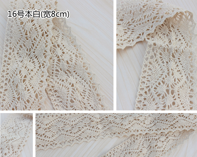 Long Vintage Cotton White Crochet Scallop Pattern Lace Trim DIY Embroidered Sewing Stretch