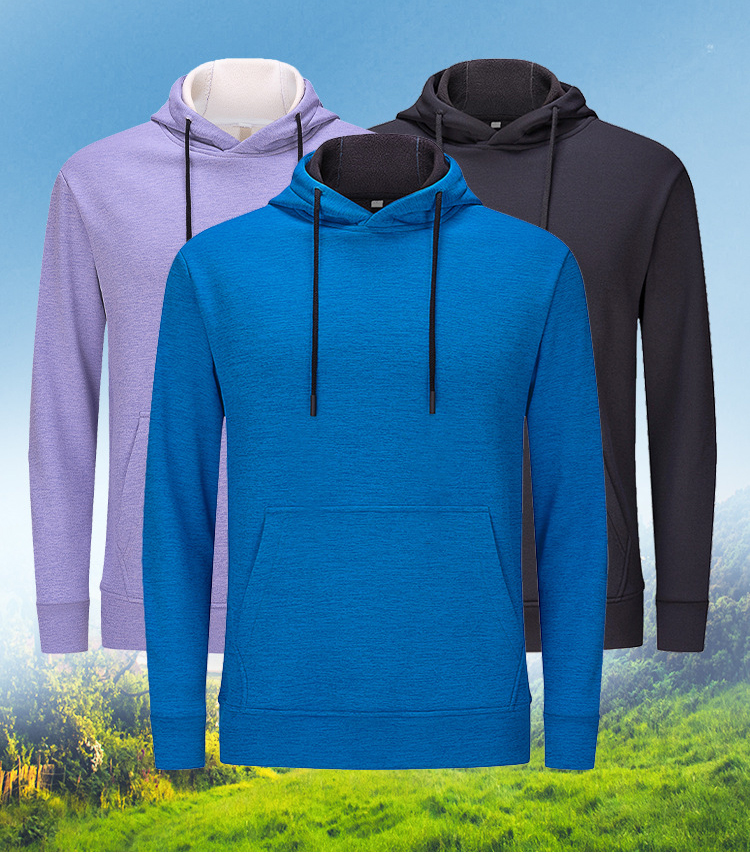 Men's fitness Hooded sport hoodie with thick round neck winter pullover with fleece hoodie