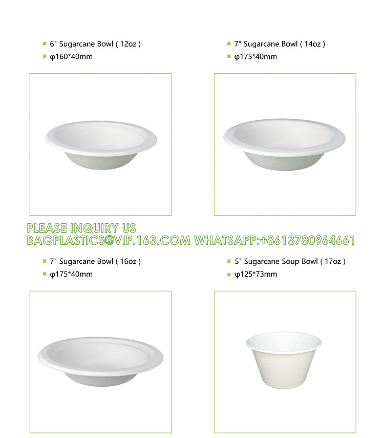 12oz 24oz 32 Oz Sugarcane Bagasse Biodegradable Disposable Compostable Round Paper Salad Soup Bowl With Lid Sugar Cane