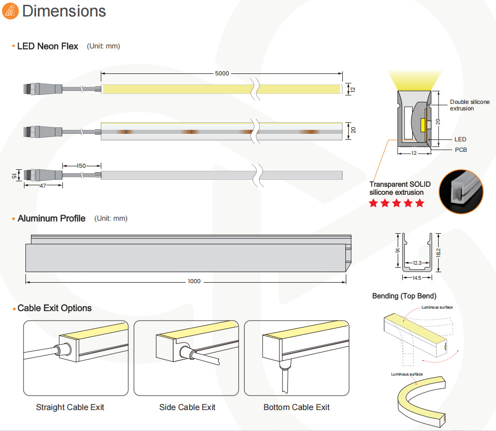 24V Swimming Pool Neon Lights Flexible Waterproof High Brightness And Luminous Efficacy