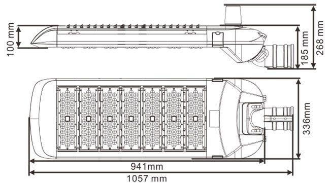 350 Watt Led Street Light Fixtures U-SL1807-350W With Air Duct Heat Dissipation