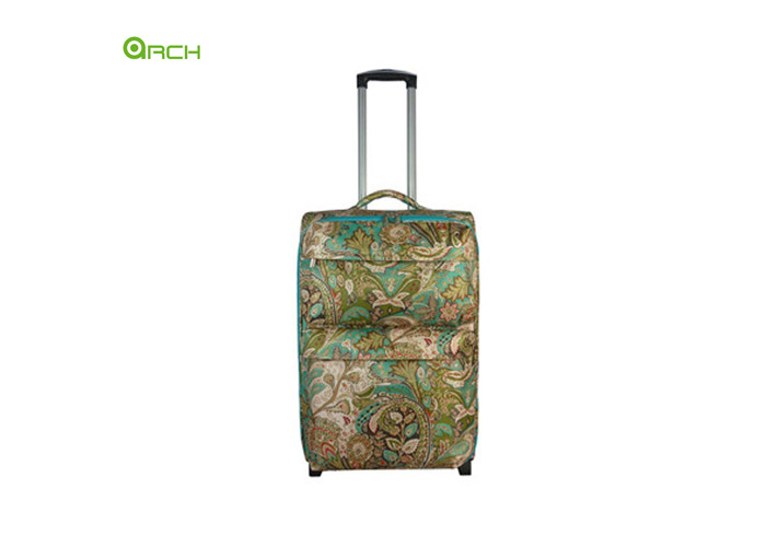 Printing Polyester Soft Sided Luggage with Aluminum Trolley System and Two Front Pockets
