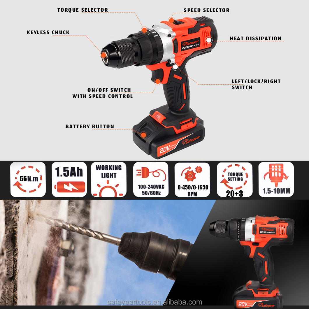 Brushless 1/2in powered torque wrench 20 Volts 16 PCS Electric Impact Wrench Set