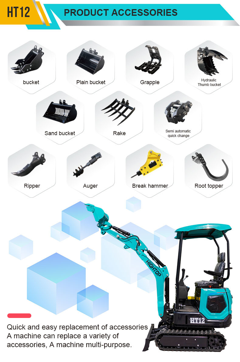 HT12 Hightop Mini Excavator For Earthworks And Road Construction