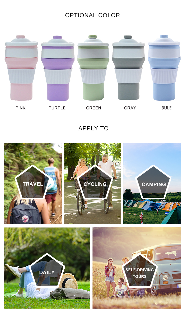 Sustainable 300ml BPA Free Silicone Coffee Cup Collapsible