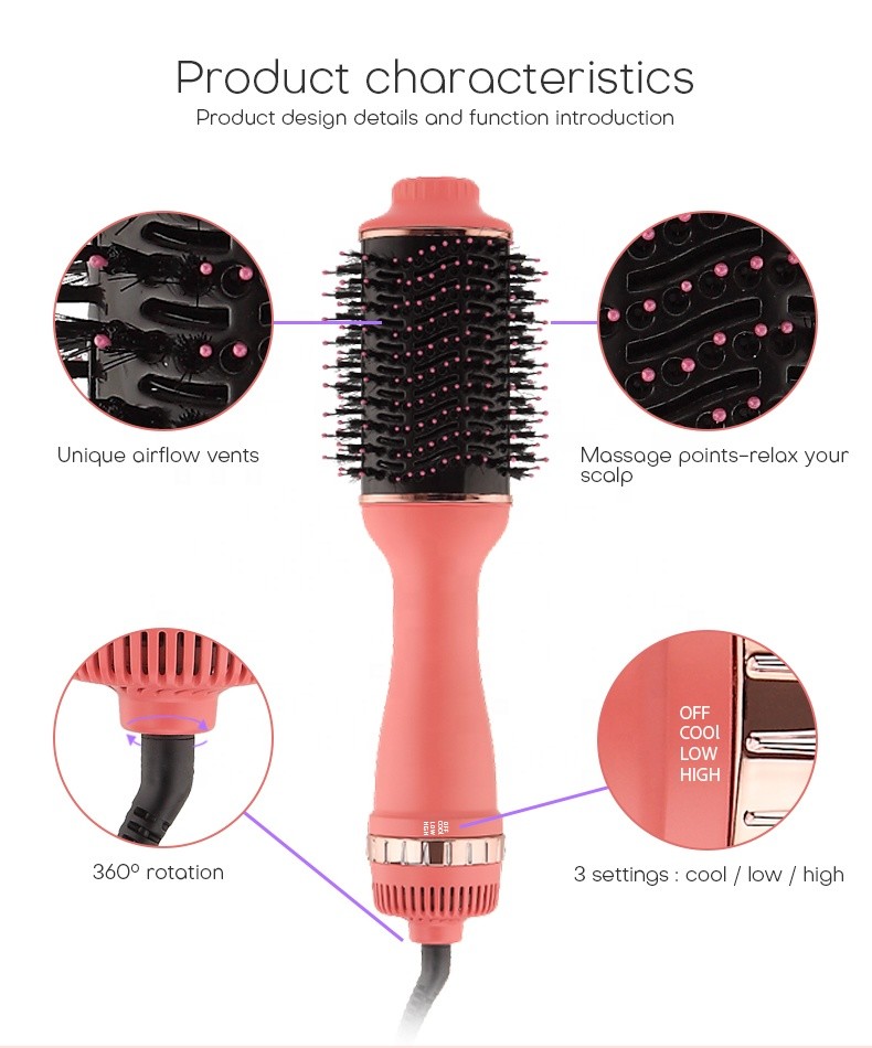 Professional Hot Air Thin Hair Brush Dryer With Customized Logo OEM