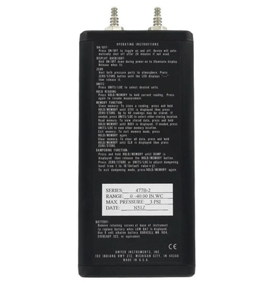 Dwyer 477B Digital Manometer for Air Pressure Measurement