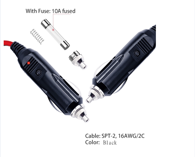 PVC Insulation Car Cigarette Lighter Cable 12V DC 5.5mm * 2.1mm Low Voltage