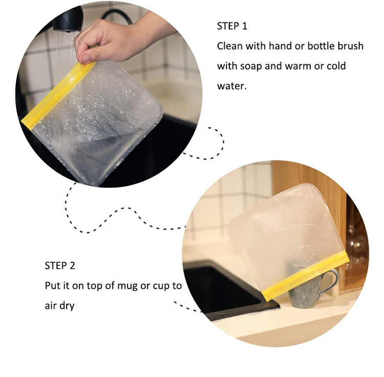 Washable Food Packaging Pouch 28*27cm , PEVA Sandwich Storage Bags