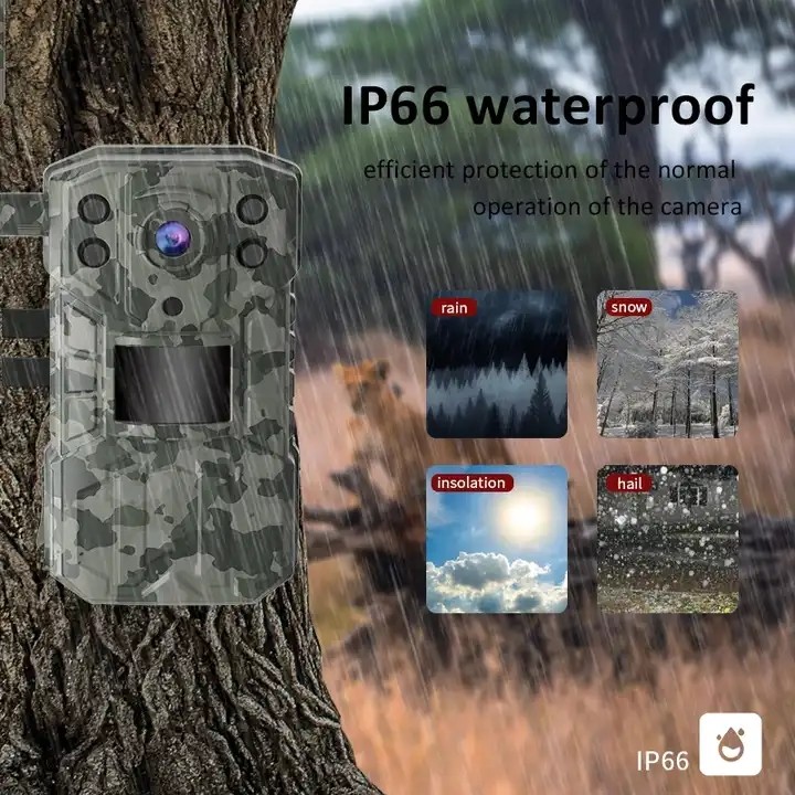Weatherproof 4MP Outdoor Trail Camera IP66 18650 Battery With Night Vision