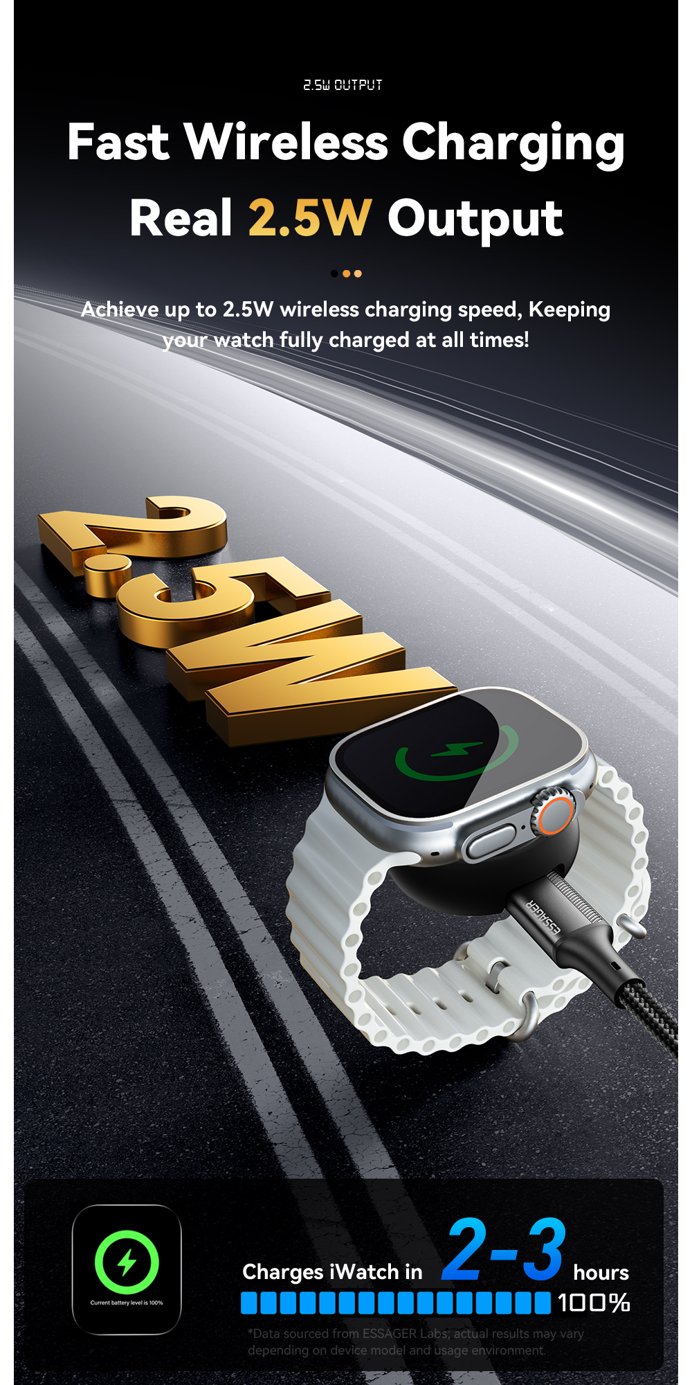 ABS Silica Gel Wireless Watch Charger 2.5W Max ES-WC12 Series