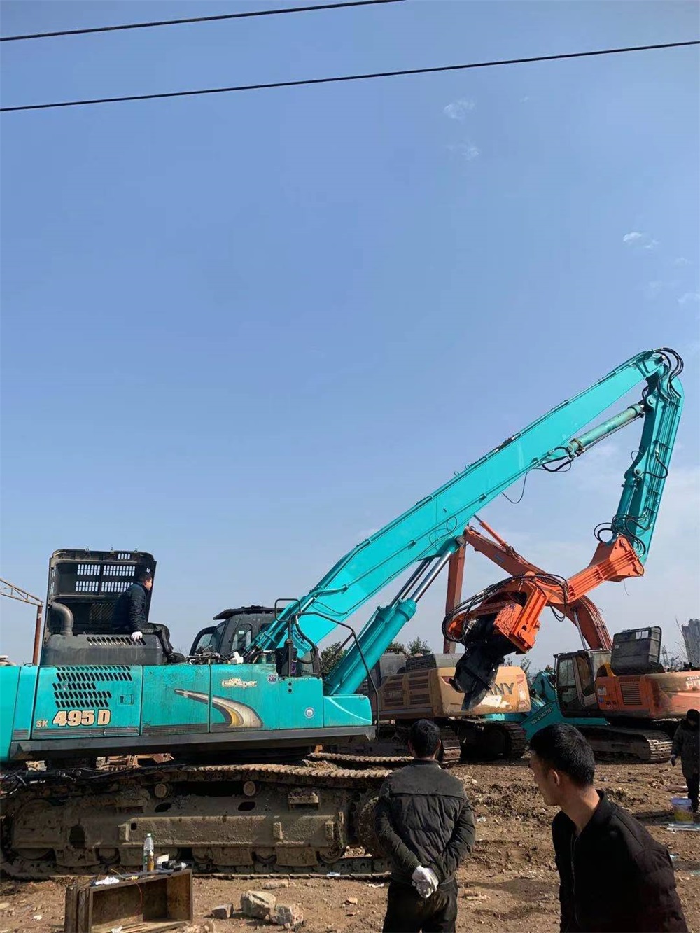 Wear Resistant SK380 Excavator Pile Driver Arm And Long Boom Q345B Q355B Material