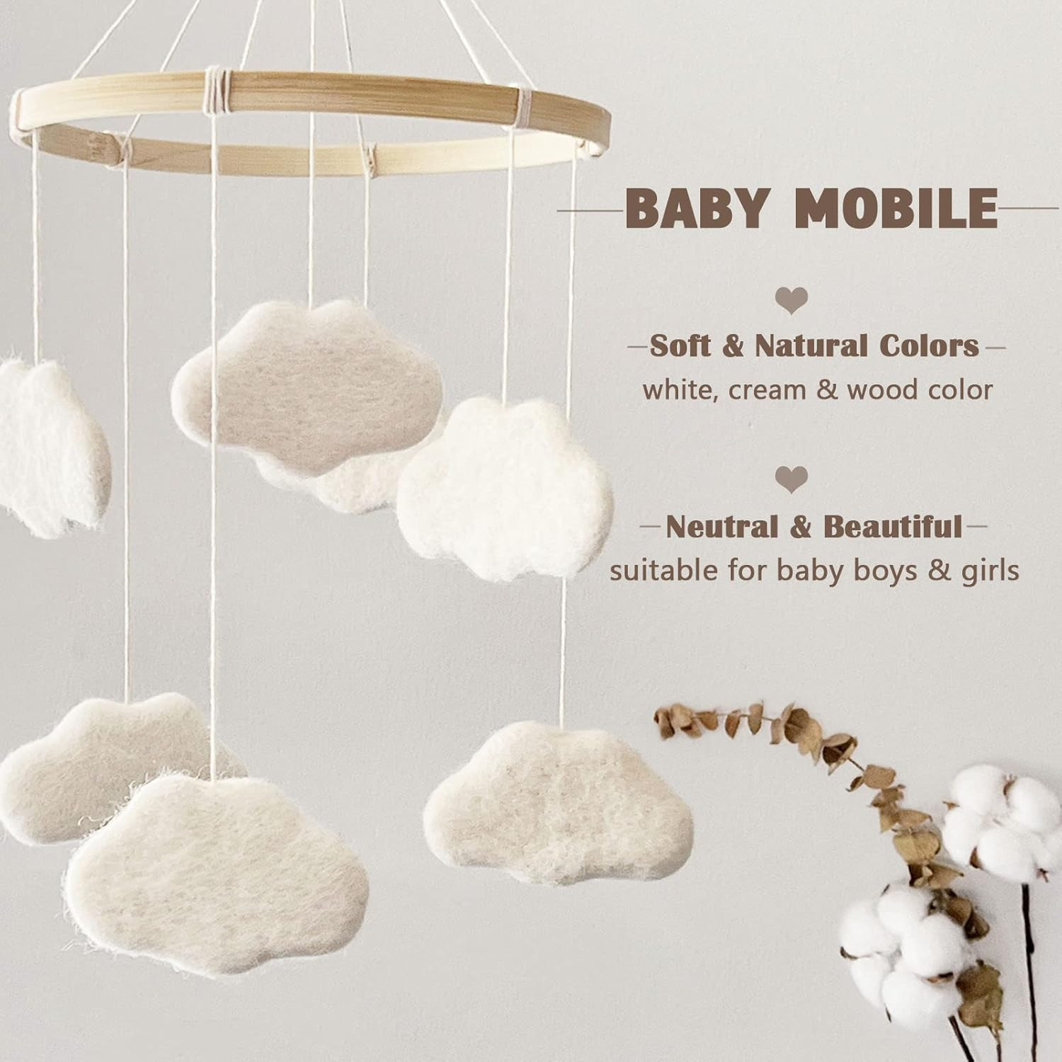 White Star Felt Baby Moblie For Crib Nursery Decorations Accept Custom Color And Size