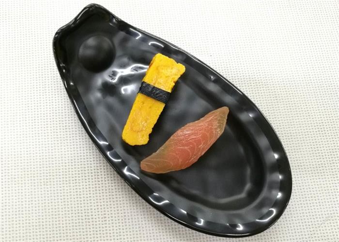Length 25cm Weight 384g Porcelain Dinnerware Sets Boat-shape Black Melamine Plate