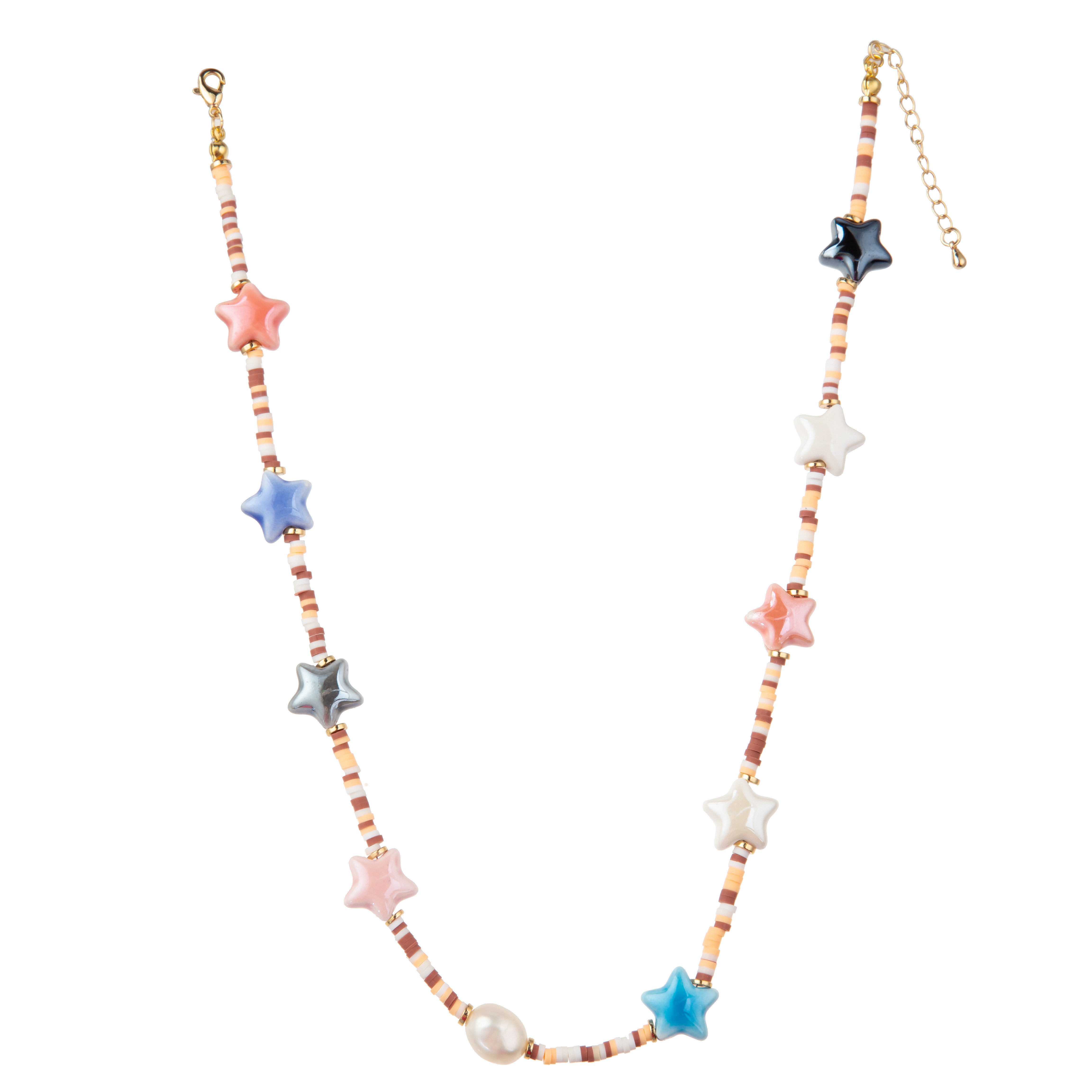 Multicolor Beaded 14K Gold-Plated Chain Link Necklace with Butterfly/Flower/Heart/Shell/Star Pendant