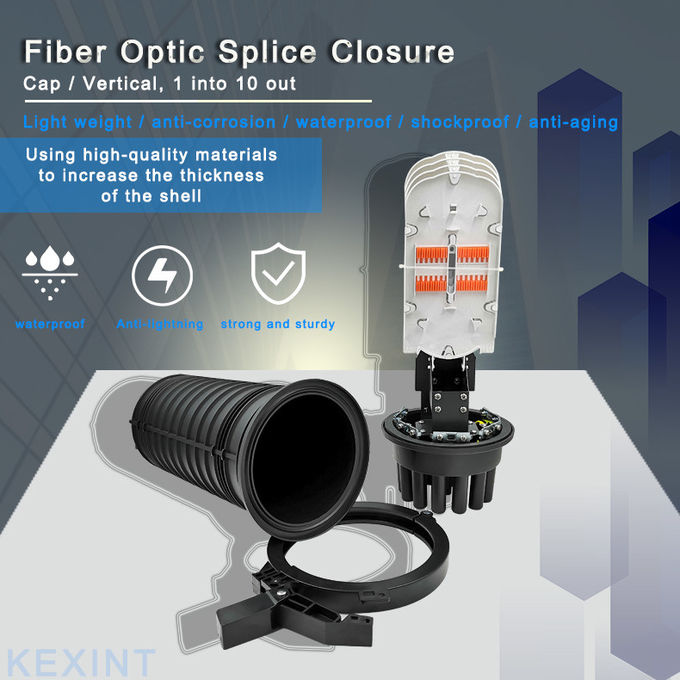24-144 Core Dome Fiber Optic Splice Closure Joint Cable Fully Mechanical Sealing