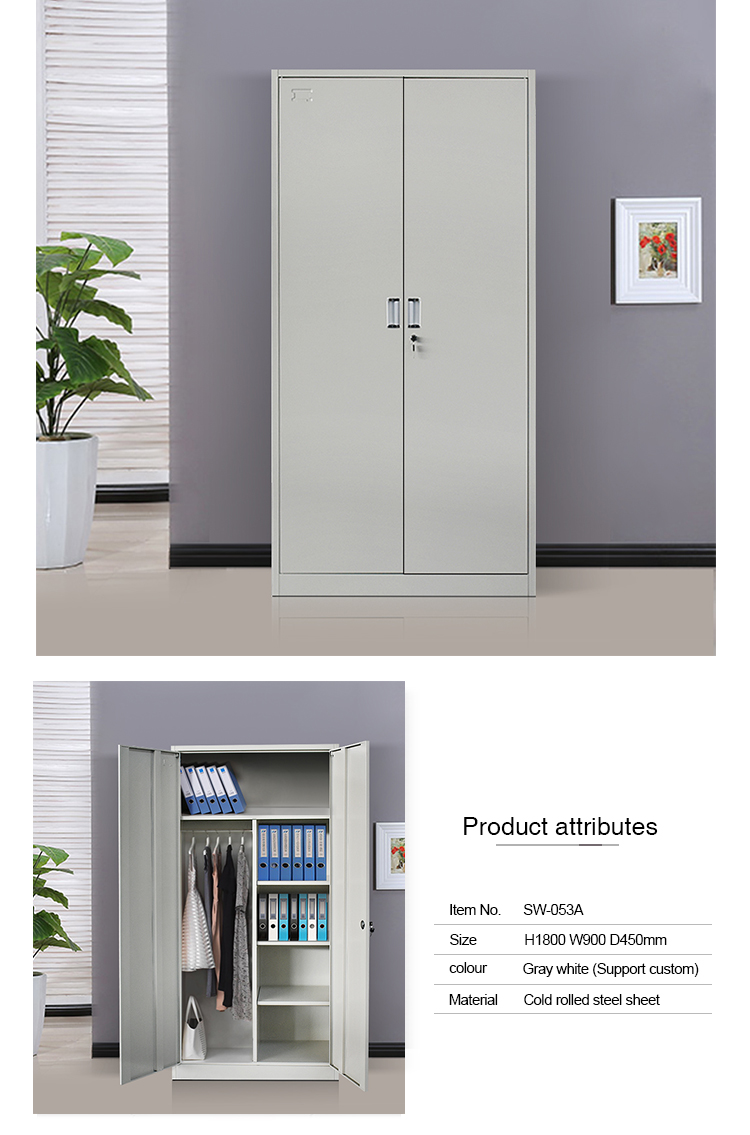 Double Doors 4 Shelves Metal Storage Cabinet For Clothes And Files