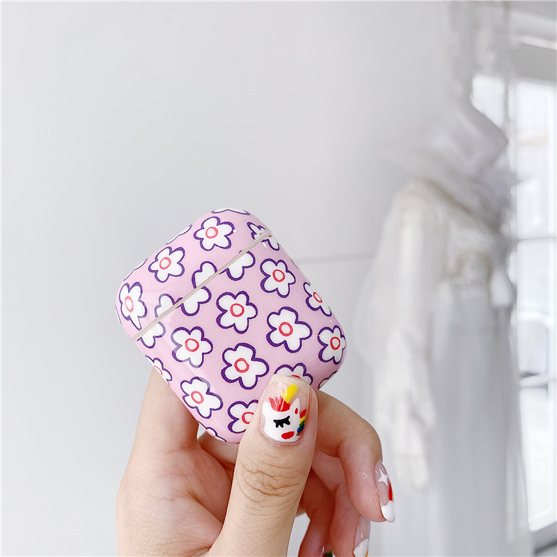 Compatible with Airpods 1 & 2 Protective TPU Cover Floral Print Cute Fashion Case