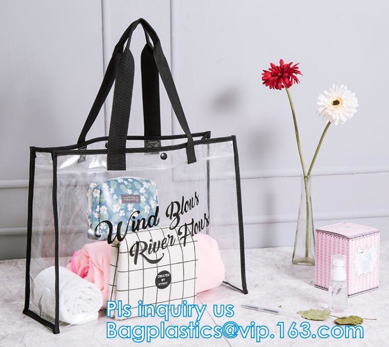 Reusable die cut handles promotional plastic bag, Promotional Items Transparent PVC Clear Bag, Promotional Cosmetic PVC