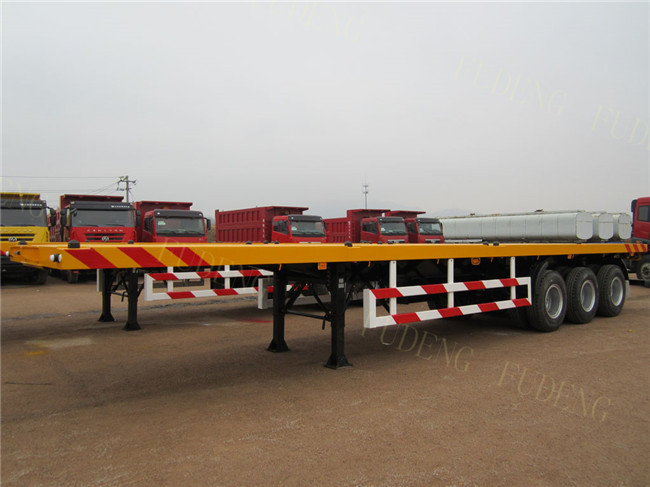 13m Steel Lock Flatbed Container Trailer For Steel Pump / Container Transportation
