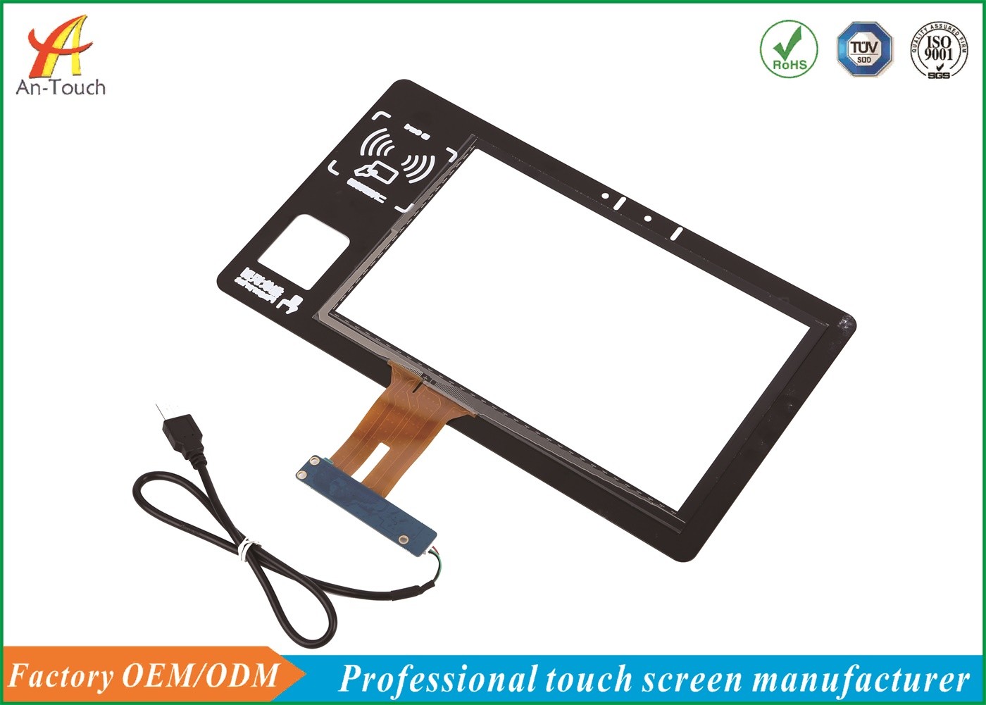 10.1 Capacitive Touch Screen , Industrie Touch Panel Display 0.7mm ITO Glass
