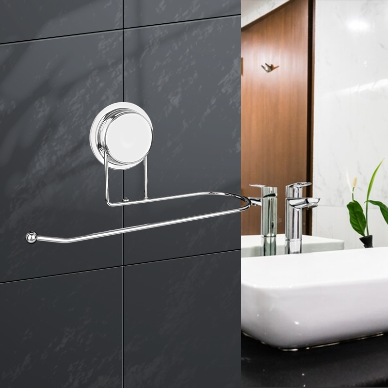 5kg Electroplating Silver Toilet Paper Holder Wall Mount Roll Suction Cup Fixed
