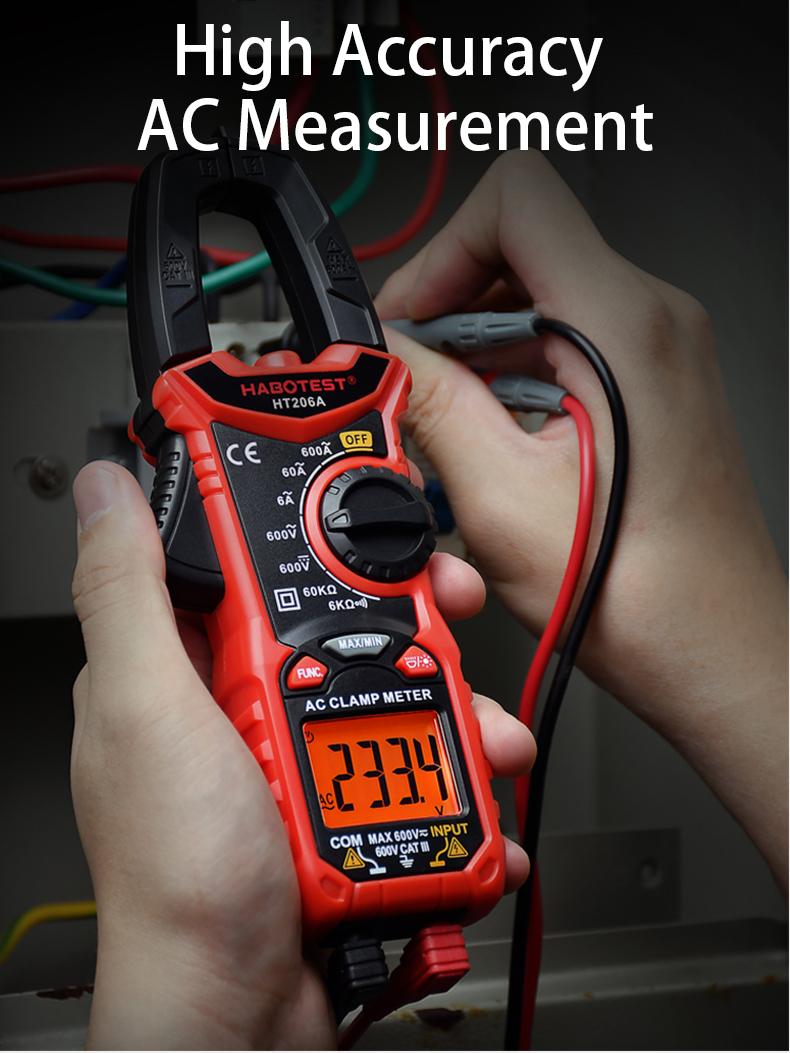 Manual 60A Digital Clamp Meters , 6000 Counts Clamp Voltage Meter