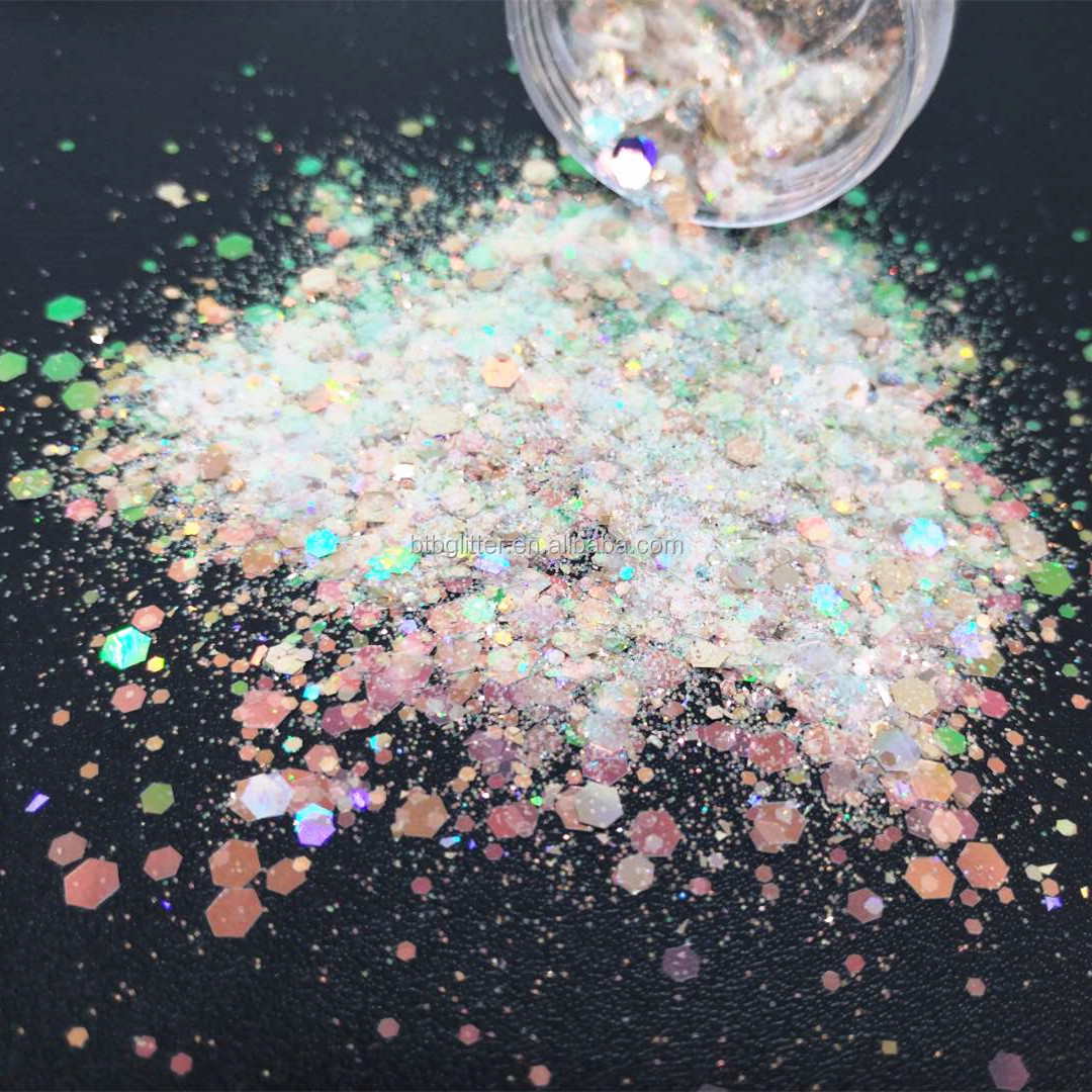 Chunky PET Craft Glitter Powder in Eco-friendly Bulk Opal for Other Holiday Supplies
