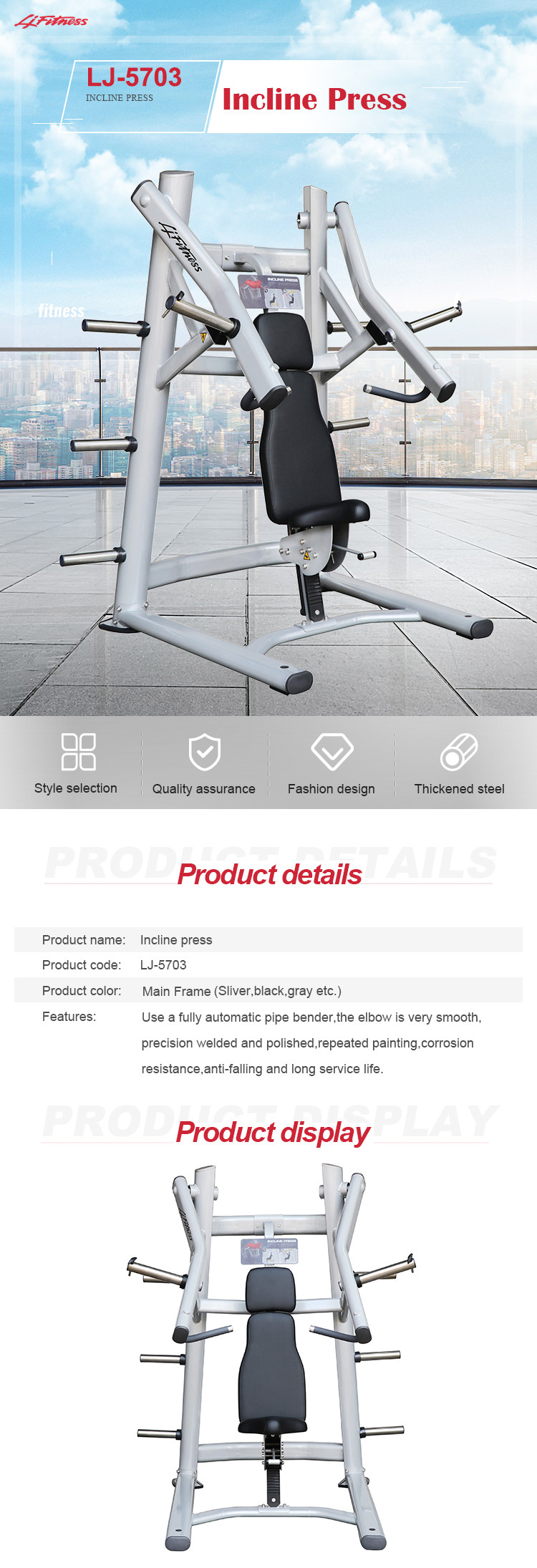 Incline Exercise Chest Press Machine / Commercial Strength Bodybuilding Gym Equipment