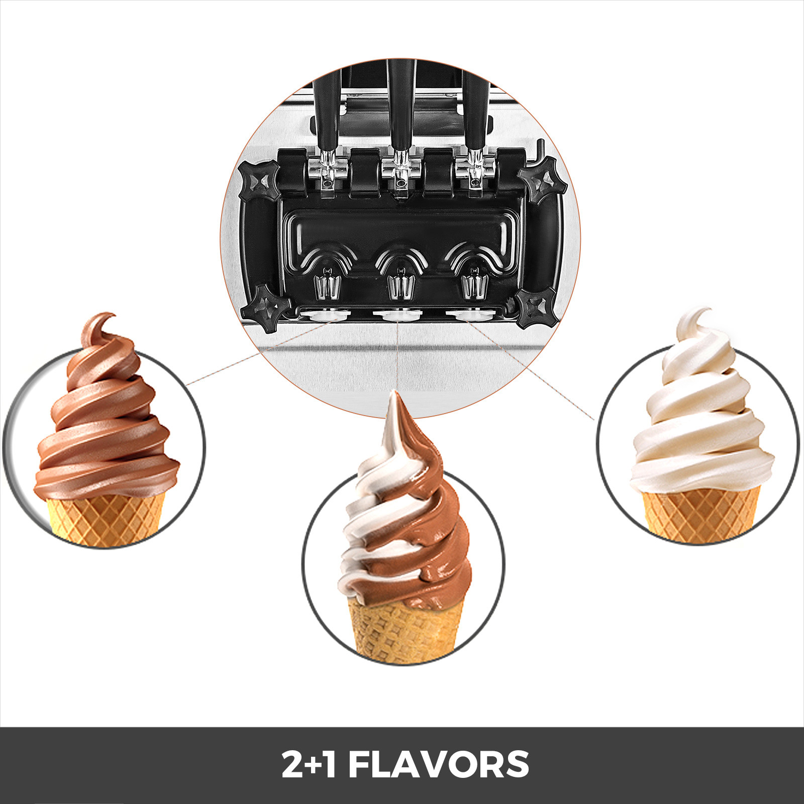 Portable Commercial Ice Cream Machine 110V Stainless Steel Structure