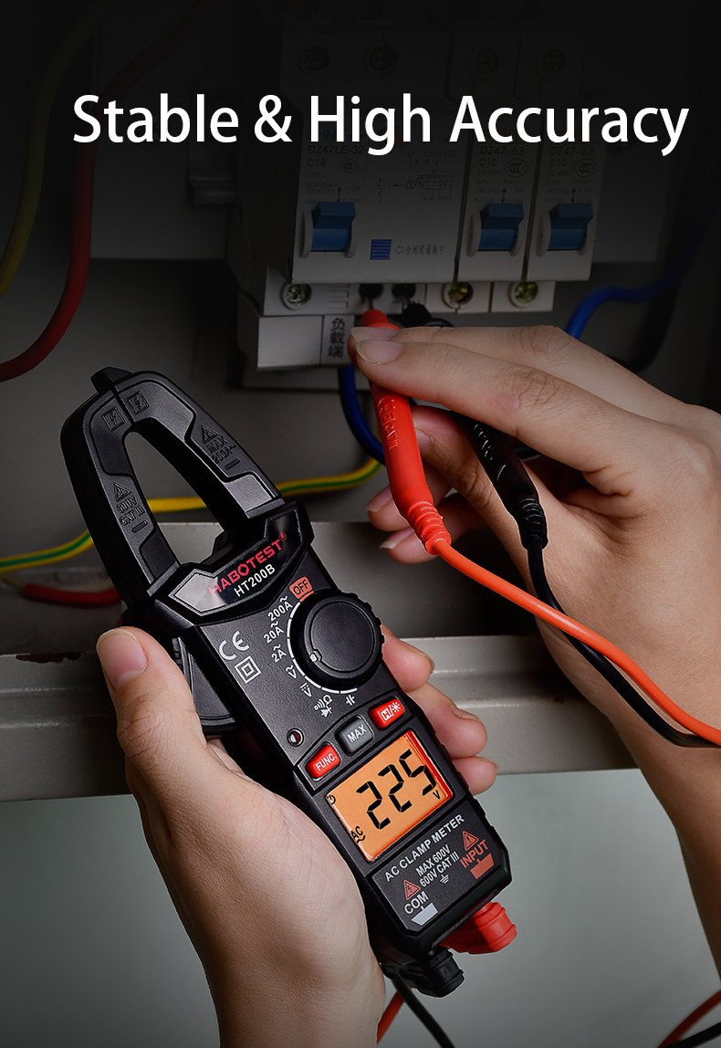 HT200A Digital Clamp Meters , 2000 Counts Multimeter Clamp Tester