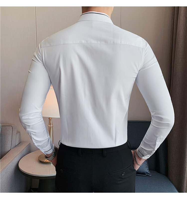 Digital Printing Men's Slim Fit Solid Color Long Sleeve Shirt for Styles Customized