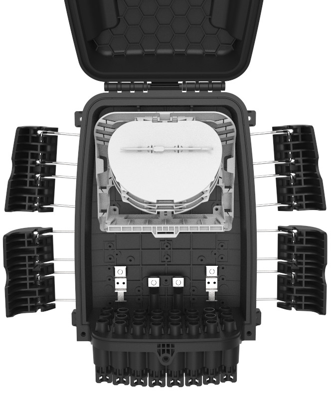 GFS-24QX Fiber Distribution Box IP68 378*255*116mm max 72cores 24 household aerial/wall/pole-mounted