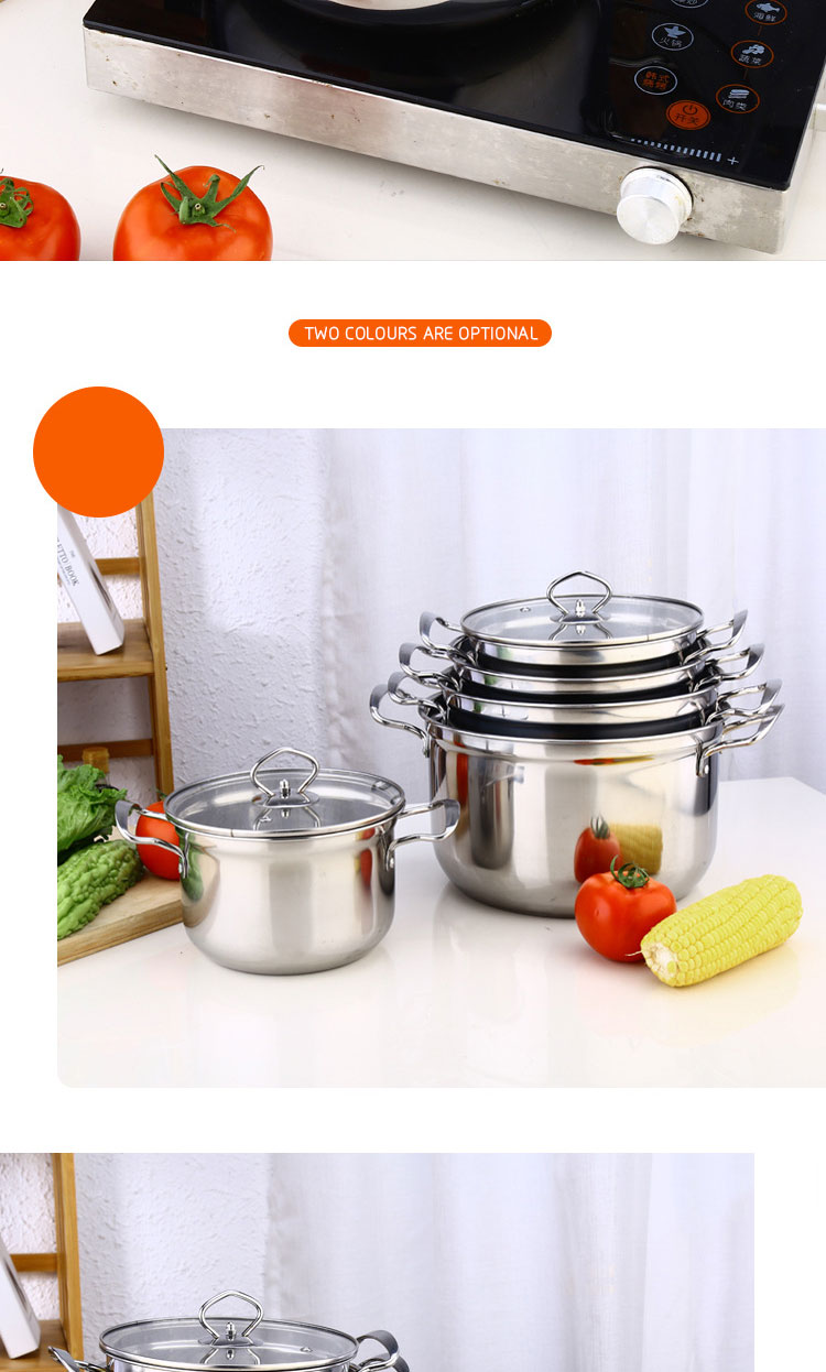 High Quality Kitchen 10 Pcs Stainless Steel Cookware Set Soup & Stock Pot Set Cooking Pot Set